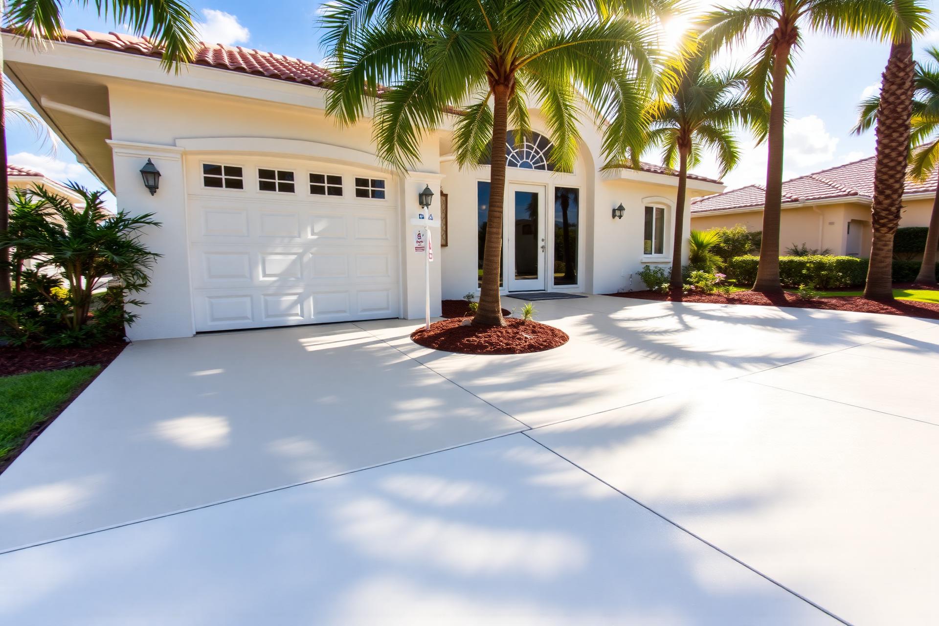Freshly pressure-washed driveway of a premium South Florida home